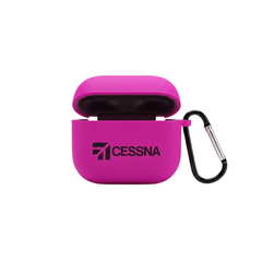 Embraer Logolu Silikon AirPods Kılıfı – Pembe / Karabina Askılı