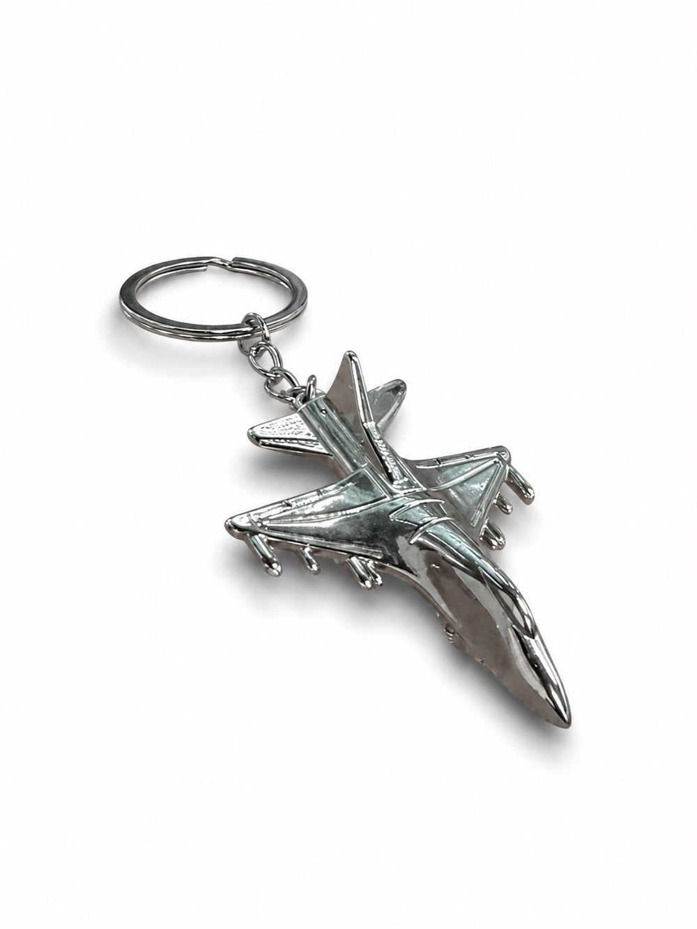 Gri renkli metal büyük uçak anahtarlık, pilot ve havacılık severler için dayanıklı ve şık aksesuar.