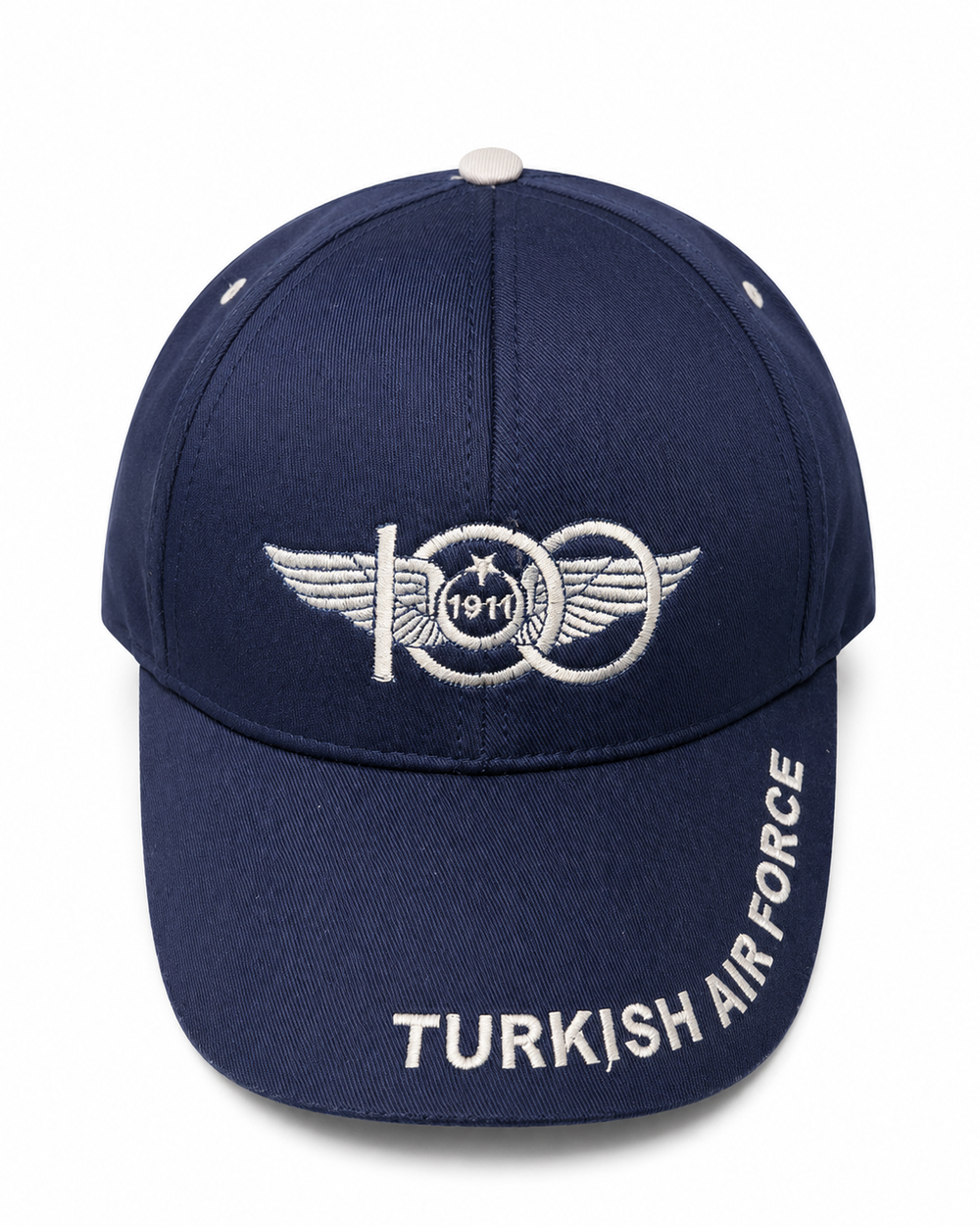 Mavi Türk Hava Kuvvetleri şapka, siperlikli aksesuar, pilot şapkası, havacılık temalı, detaylı ve gerçekçi tasarım.