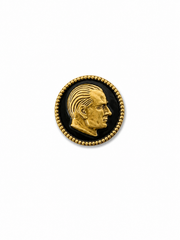 Atatürk rozeti çember tasarımlı, metal pin rozet, detaylı ve şık takı aksesuarı, çeşitli kıyafetlerle uyum sağlar.