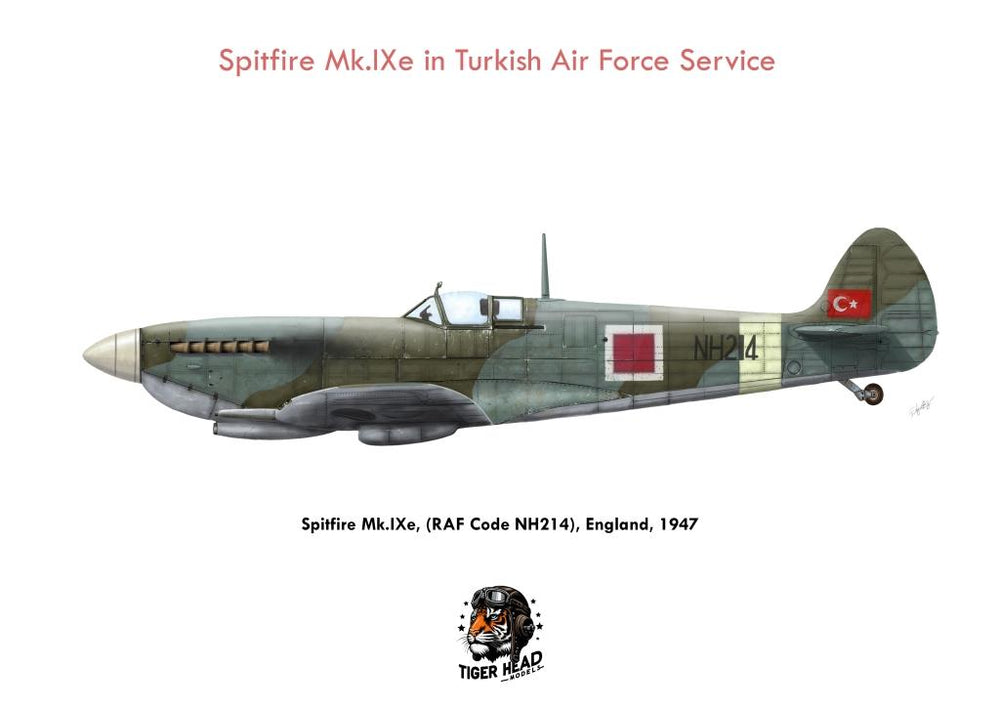 Türk Hava Kuvvetleri hizmetinde TIGERHEAD SPITFIRE Mk. IXE model uçağı, 1/48 ölçek, detaylı maket ve nostalji koleksiyonu.