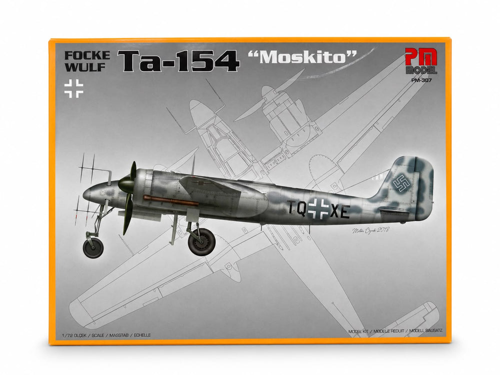 Focke Wulf Ta 154 Moskito gece avcı uçağı model maketi, demonte plastik maket, detaylı hava aracı görsel.