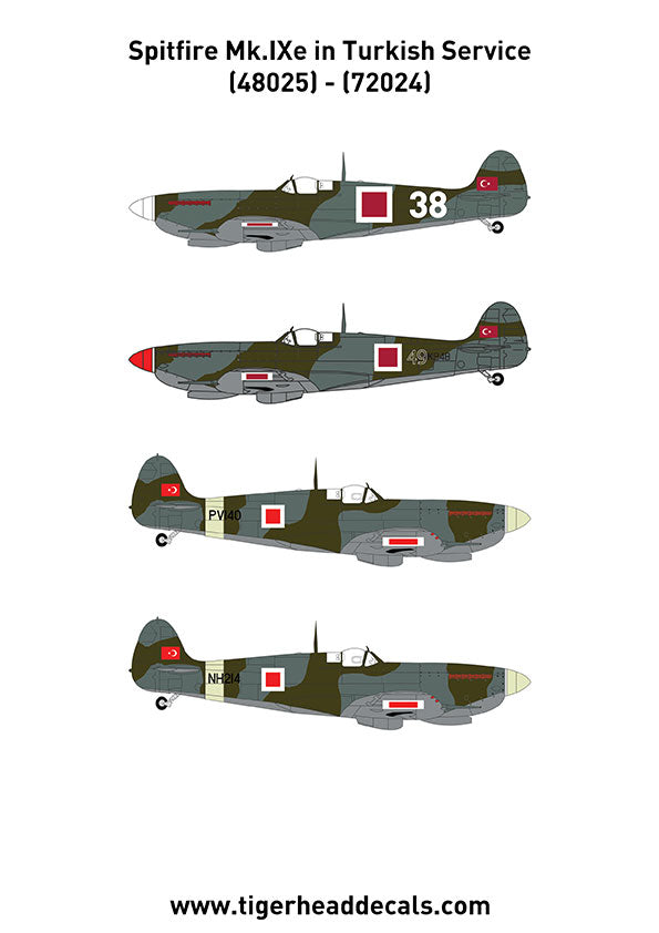 Türk Hava Kuvvetleri hizmetinde Spitfire Mk.Ixe model uçağı, 1/72 ölçekli resin maket, detaylı görsel.