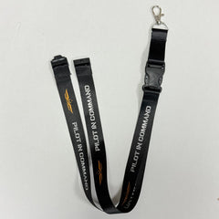 Siyah Pilot In Command Broveli lanyard, havacı profesyonel aksesuarı, yaka ve boyun için uygun, dayanıklı ve şık tasarım.