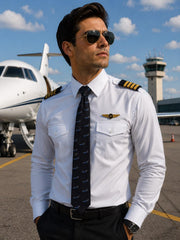 Mavi airline desenli PILOT SHOP BAKIRKÖY kravat, günlük kullanım için şık tekstil ve uniformalarda tercih edilir.