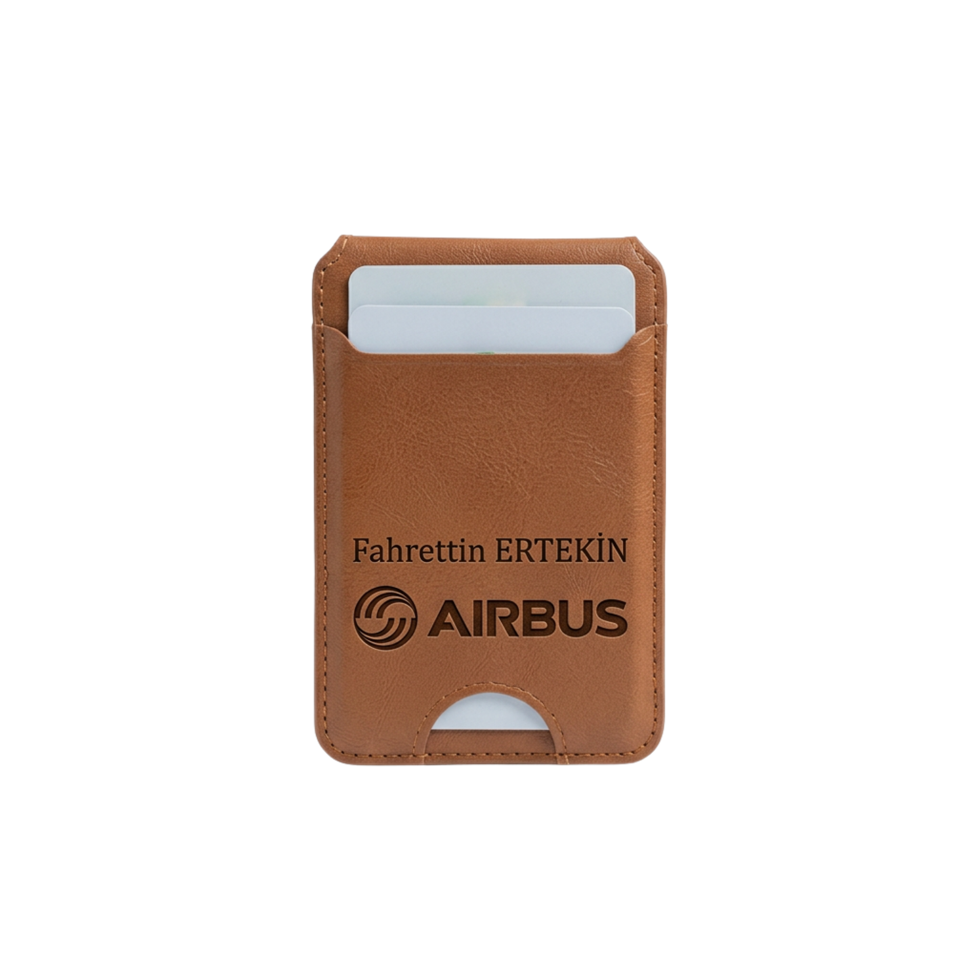 Kişiye Özel İsimli Airbus Logolu Katlanabilir MagSafe Cüzdan Kartlık & Telefon Standı