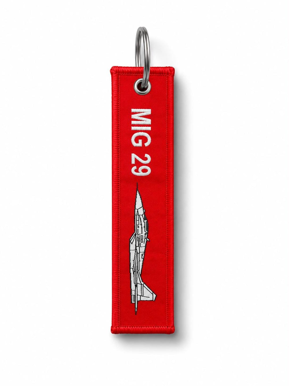 PILOT SHOP BAKIRKÖY kumaş anahtarlık MİG-29 tasarımı, askıya takılı ve detaylı kumaş yüzeyli anahtar tutucu.