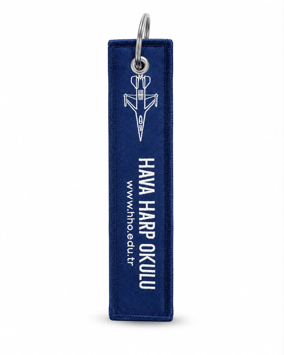 Lacivert RBF "HV H O + F-16" kumaş anahtarlık, Pilot Shop Bakırköy markasıyla anahtar ve magnet aksesuarı.