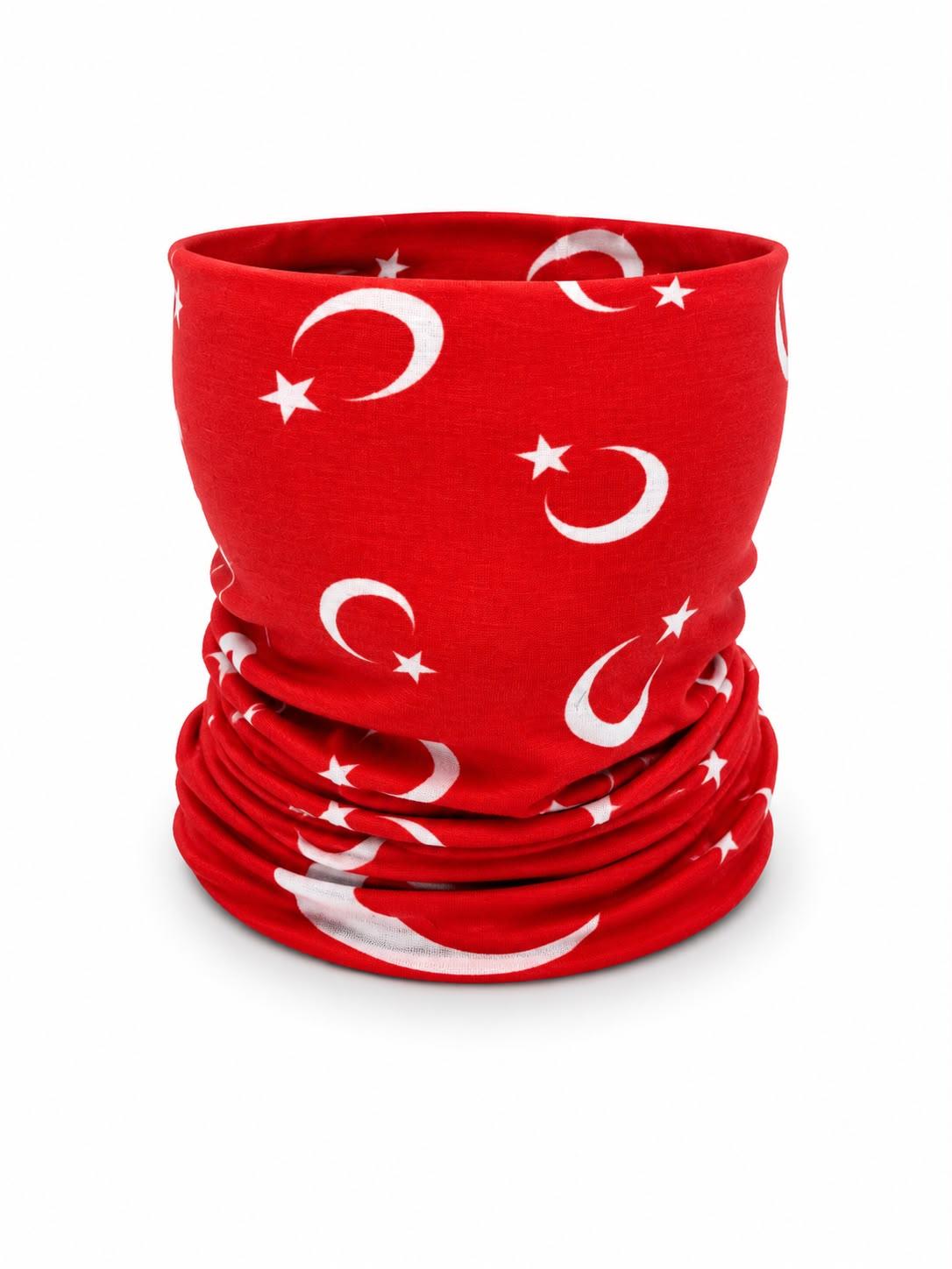 Kırmızı Türk bayraklı Pilot Shop Bakırköy Buff aksesuarlı, yumuşak ve rahat kullanılabilir koruyucu yüz maskesi