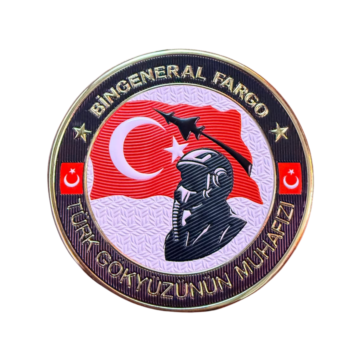 Bingeneral Fargo Türk Gökyüzünün Muhafızı 3D TPU Peç, cırtsız aksesuar, dayanıklı ve şık tasarım, Pilot Shop Bakırköy logosuyla.