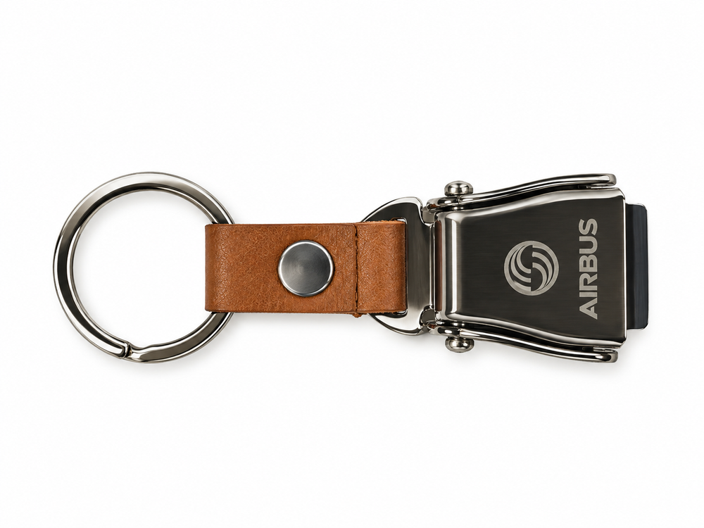 Airbus emniyet kemeri temalı anahtarlık, dayanıklı ve detaylı tasarımıyla pilot aksesuarı.
