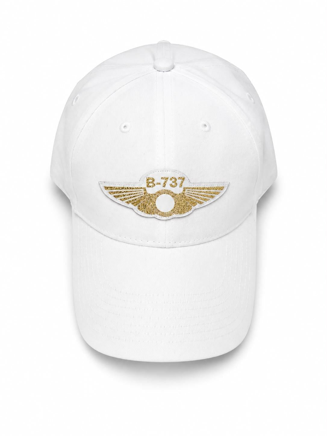 Beyaz B-737 şapka, pilot aksesuarı, Pilot Shop Bakırköy markası, detaylı ve şık tasarım.