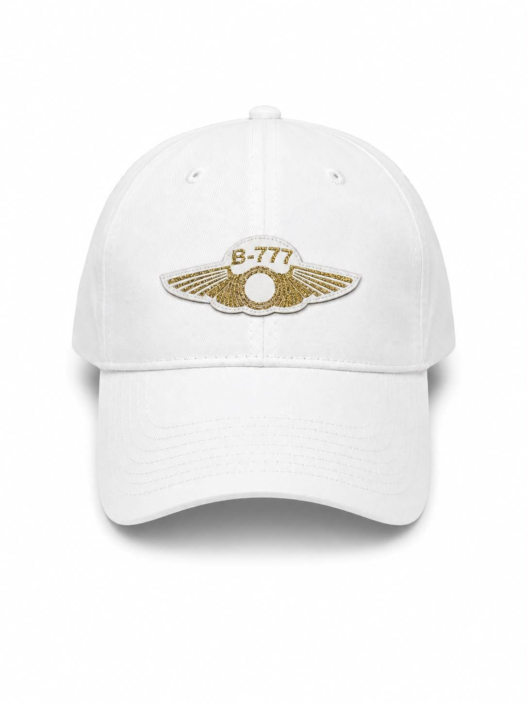 Beyaz "B-777" şapka, pilot aksesuarı, şık ve rahat tasarım, Pilot Shop Bakırköy marka ürün.
