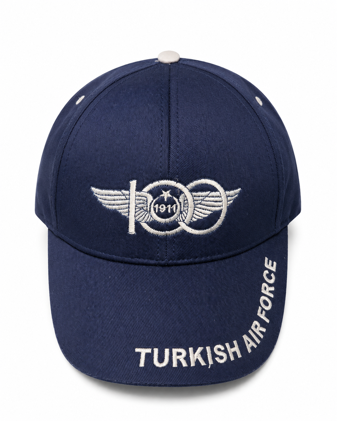 Mavi Türk Hava Kuvvetleri şapka, siperlikli aksesuar, pilot şapkası, havacılık temalı, detaylı ve gerçekçi tasarım.
