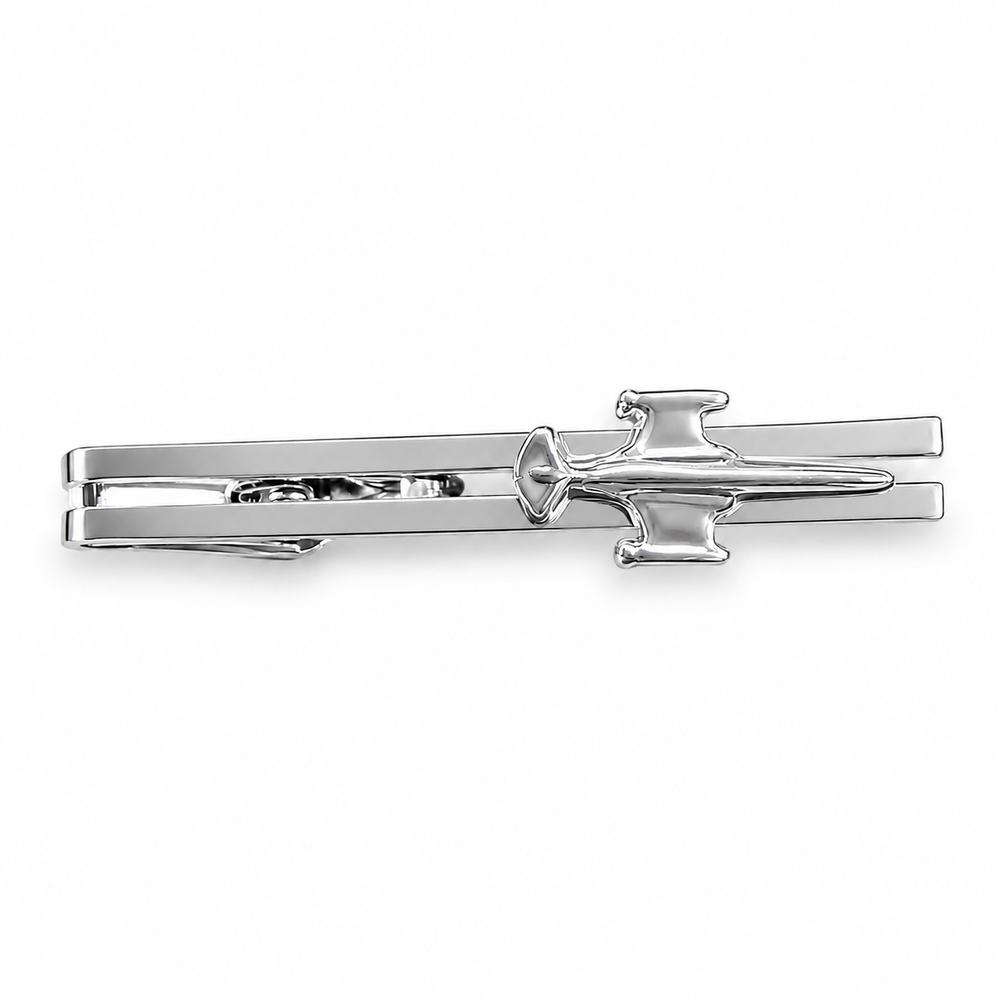 PILOT SHOP BAKIRKÖY F-104 Silver siyah kutulu kravat iğnesi, şık ve zarif takı aksesuarı, detaylı görünüm
