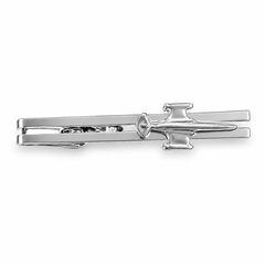 PILOT SHOP BAKIRKÖY F-104 Silver siyah kutulu kravat iğnesi, şık ve zarif takı aksesuarı, detaylı görünüm