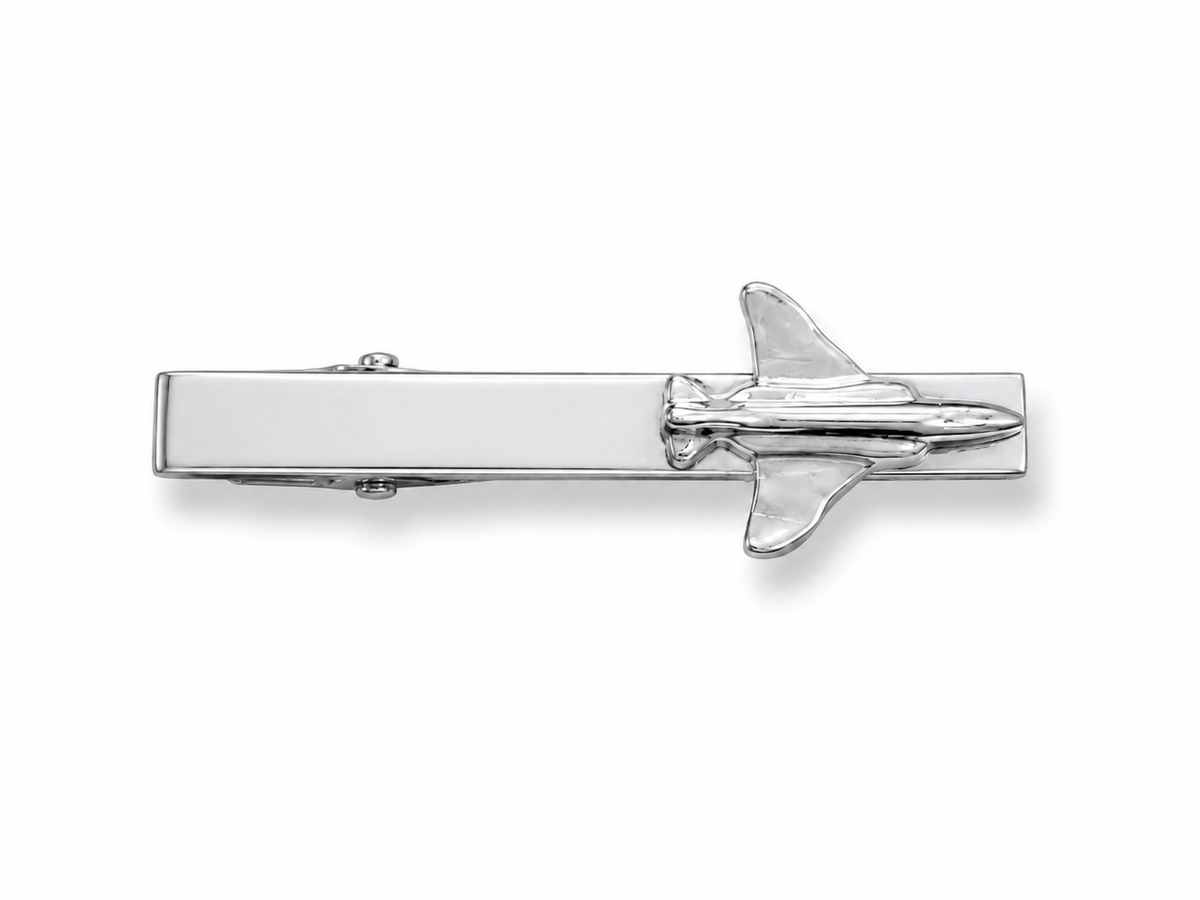 PILOT SHOP BAKIRKÖY F-4 Silver siyah kutulu kravat iğnesi, şık ve zarif takı aksesuarı.