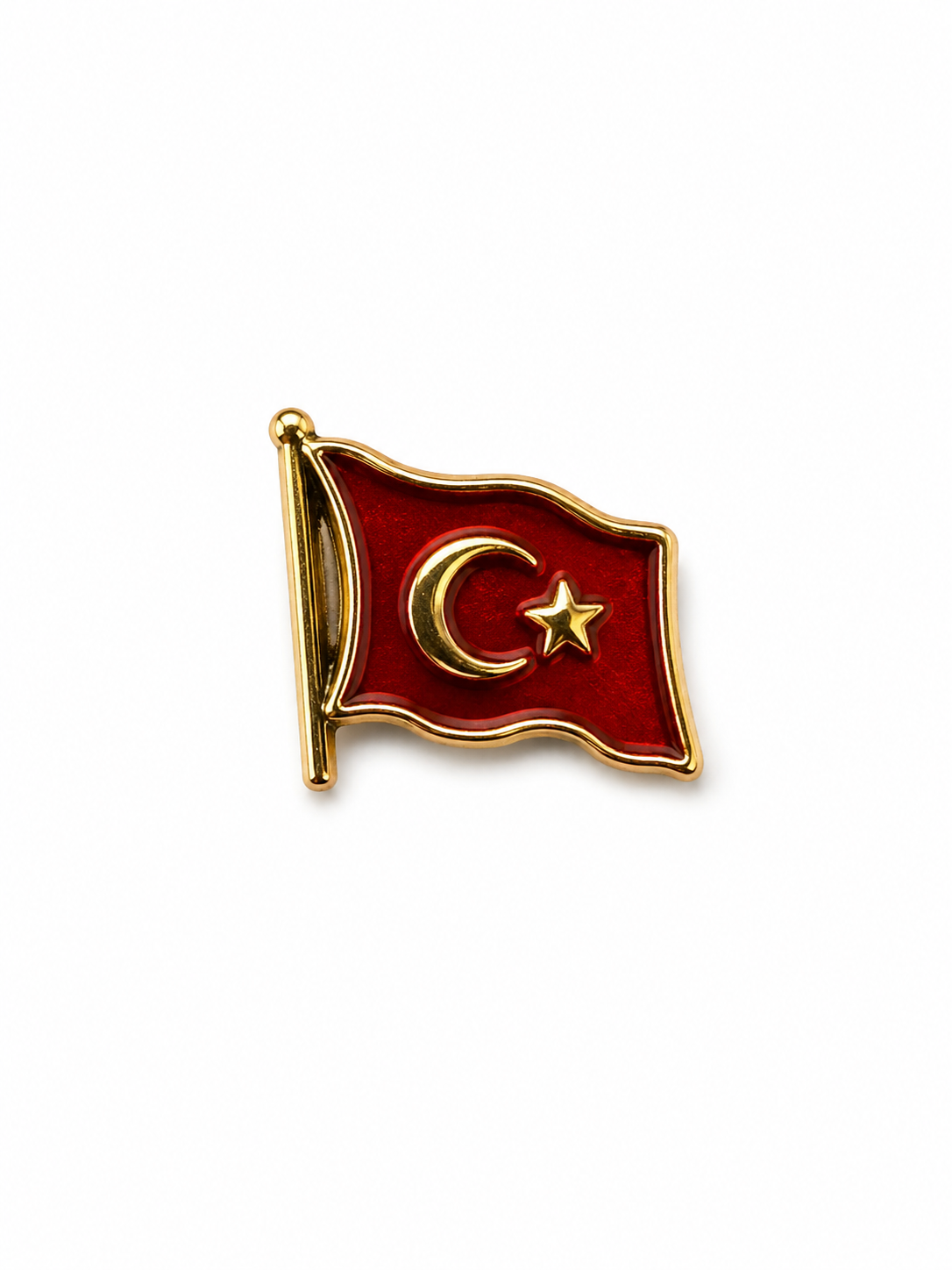 Mineli bayrak rozet, takı aksesuarı, renkli ve detaylı tasarımıyla şık görünüm sağlar.