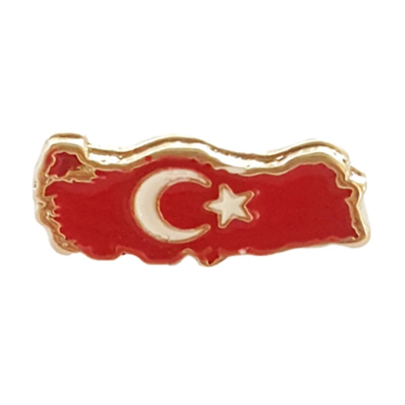 Türkiye yaka rozeti, metal pin ve rozet tasarımı, Türk bayrağı temalı aksesuarlardan biri.