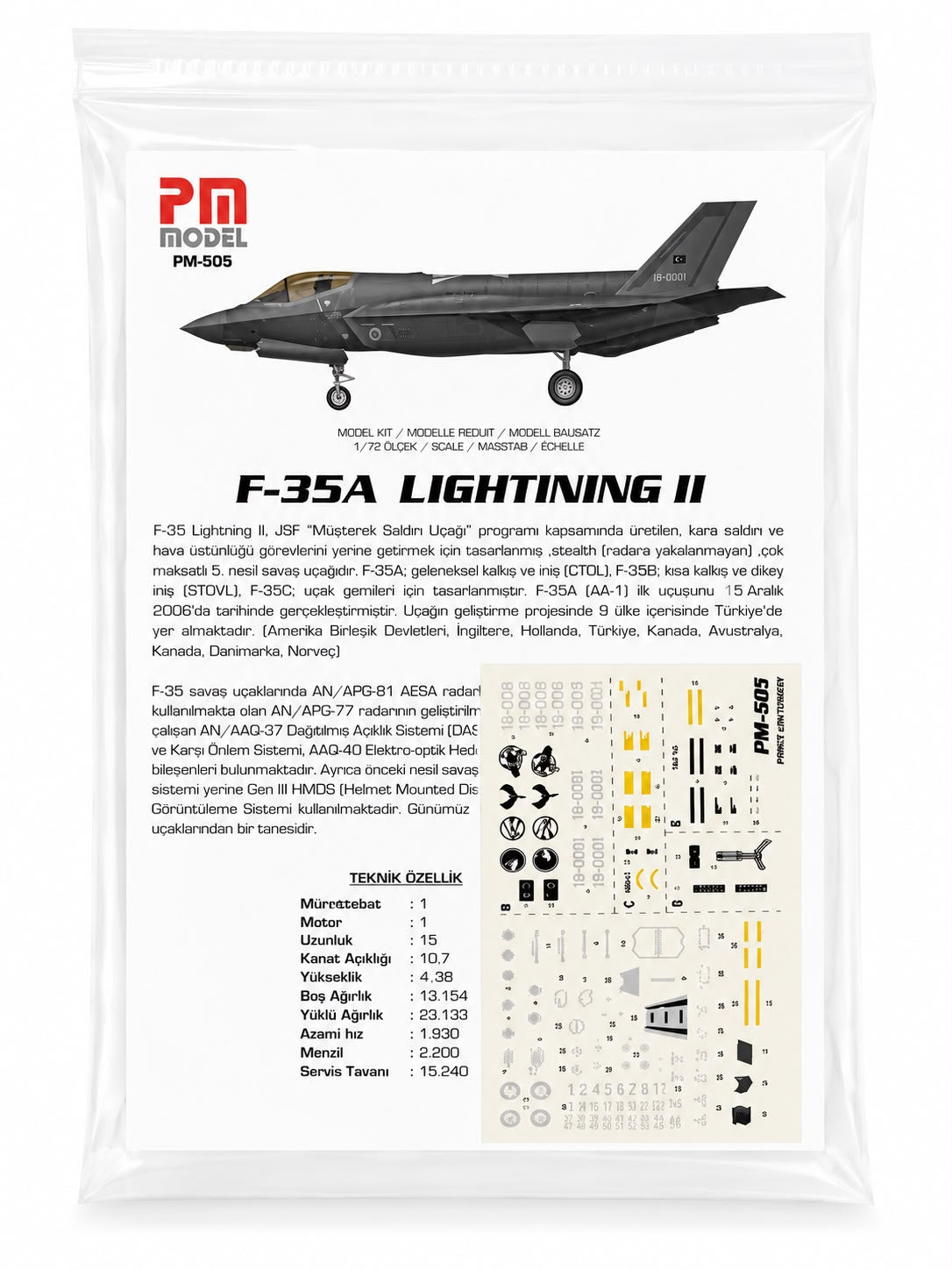 Pilot Shop Bakırköy F-35A Lightning 2 plastik uçak maket kiti, detaylı model ve maket ürün görüntüsü