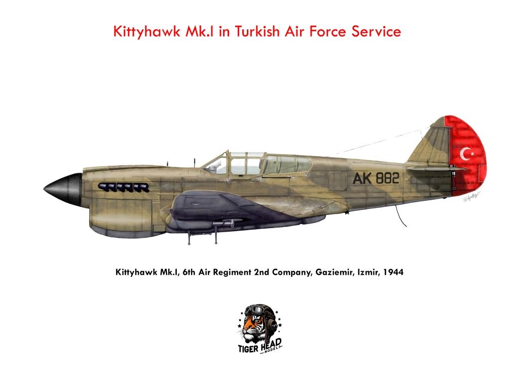 Türk Hava Kuvvetleri hizmetindeki TIGERHEAD KITTYHAWK MK.I model uçağın 1/48 ölçekli detaylı maketi.