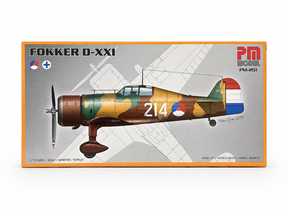 Fokker D-XXI PM model maket uçak, demonte plastik uçak kiti, detaylı ve gerçekçi görünüm, maket ve model yapım ürünü.