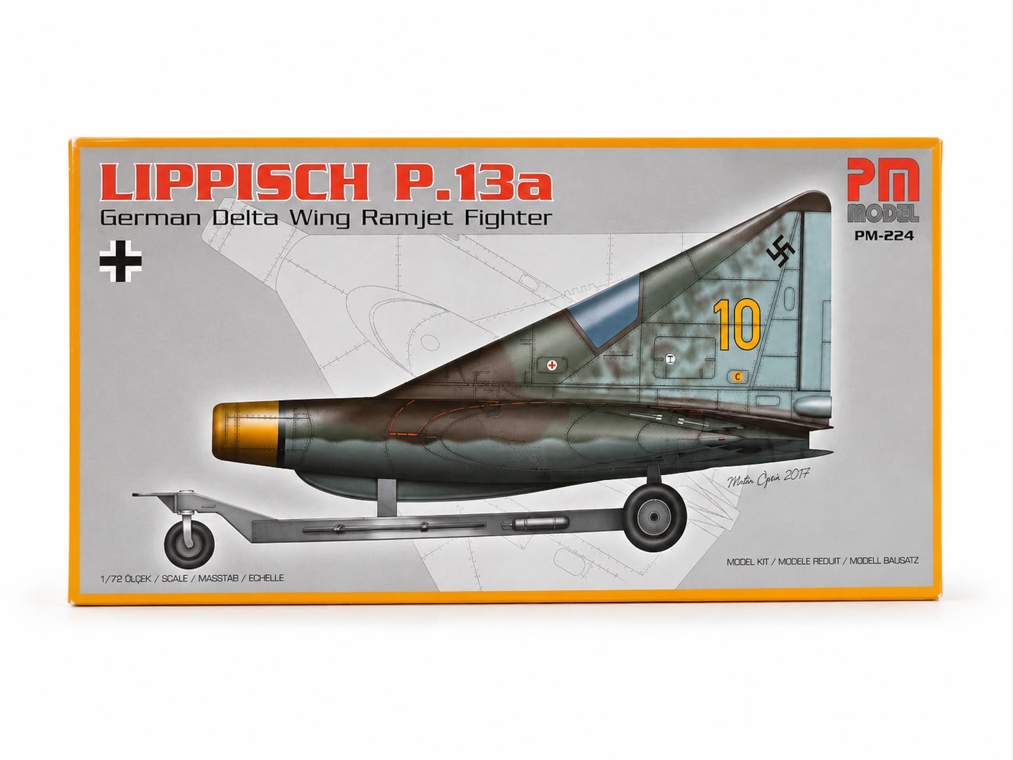 Lippisch P.13a Ramjet Pm savaş uçağı model maketi, demonte plastik yapı, detaylı ve gerçekçi görünüm.