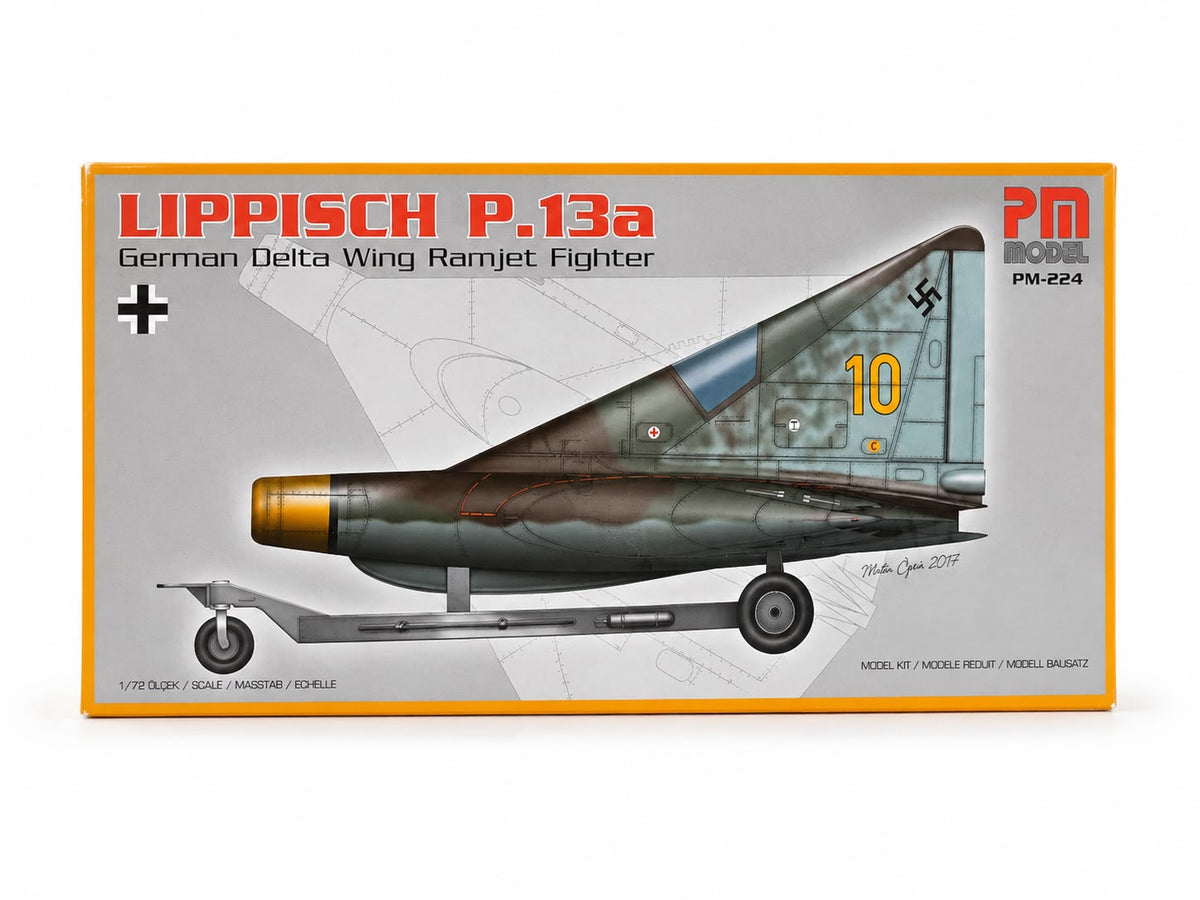 Lippisch P.13a Ramjet Pm savaş uçağı model maketi, demonte plastik yapı, detaylı ve gerçekçi görünüm.