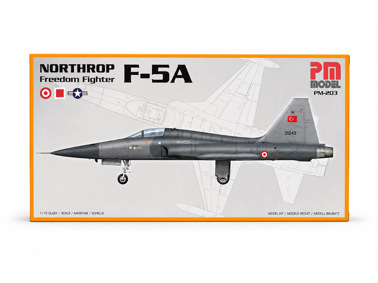 Northrop F-5 A Freedom Fighter PM model uçak maket kiti, plastik demonte uçak modeli, detaylı ve gerçekçi görünüm.