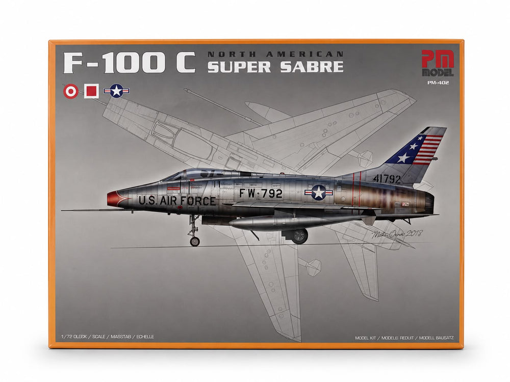 North American F-100 C Super Sabre avcı-bombardıman uçağı plastik maket, detaylı model ve gerçekçi görünüme sahip.