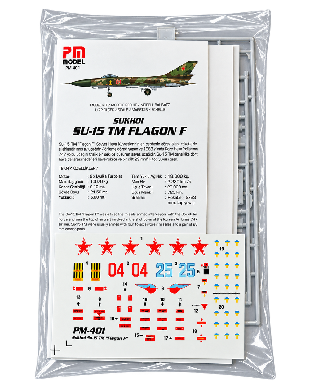 PM Model Su-15 TM Flagon plastik uçak maket kiti, detaylı ve gerçekçi pilot model uçak tasarımı.