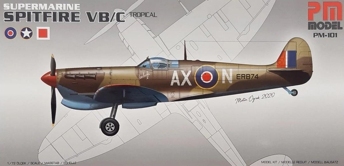 Supermarine Spitfire VB/C savaş uçağı model ve maket, demonte plastik maket, detaylı ve gerçekçi görünüm.
