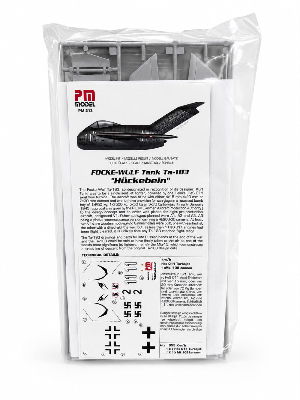 Ta-183 Focke Wolf savaş uçağı plastik model, demonte maket, detaylı ve gerçekçi savaş uçağı modeli.
