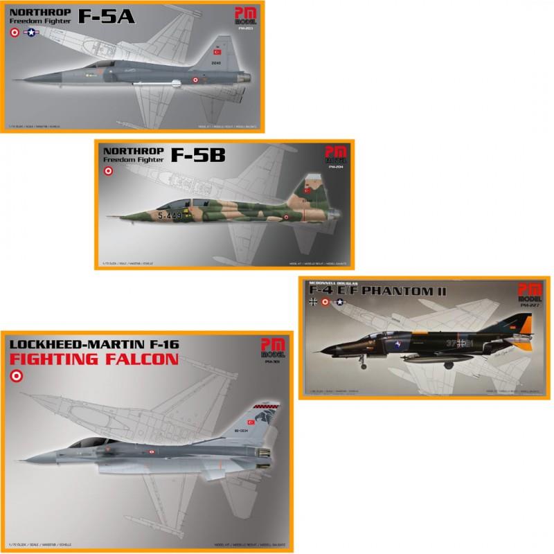 Pilot Shop Bakırköy TUAF savaş uçağı maket seti, F-5A, F-5B, F-4 ve F-16 model ve maketleri görüntüsü