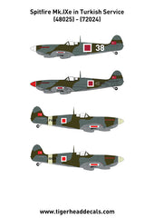Türk Hava Kuvvetleri hizmetinde Spitfire Mk.Ixe model uçağı, 1/72 ölçekli resin maket, detaylı görsel.