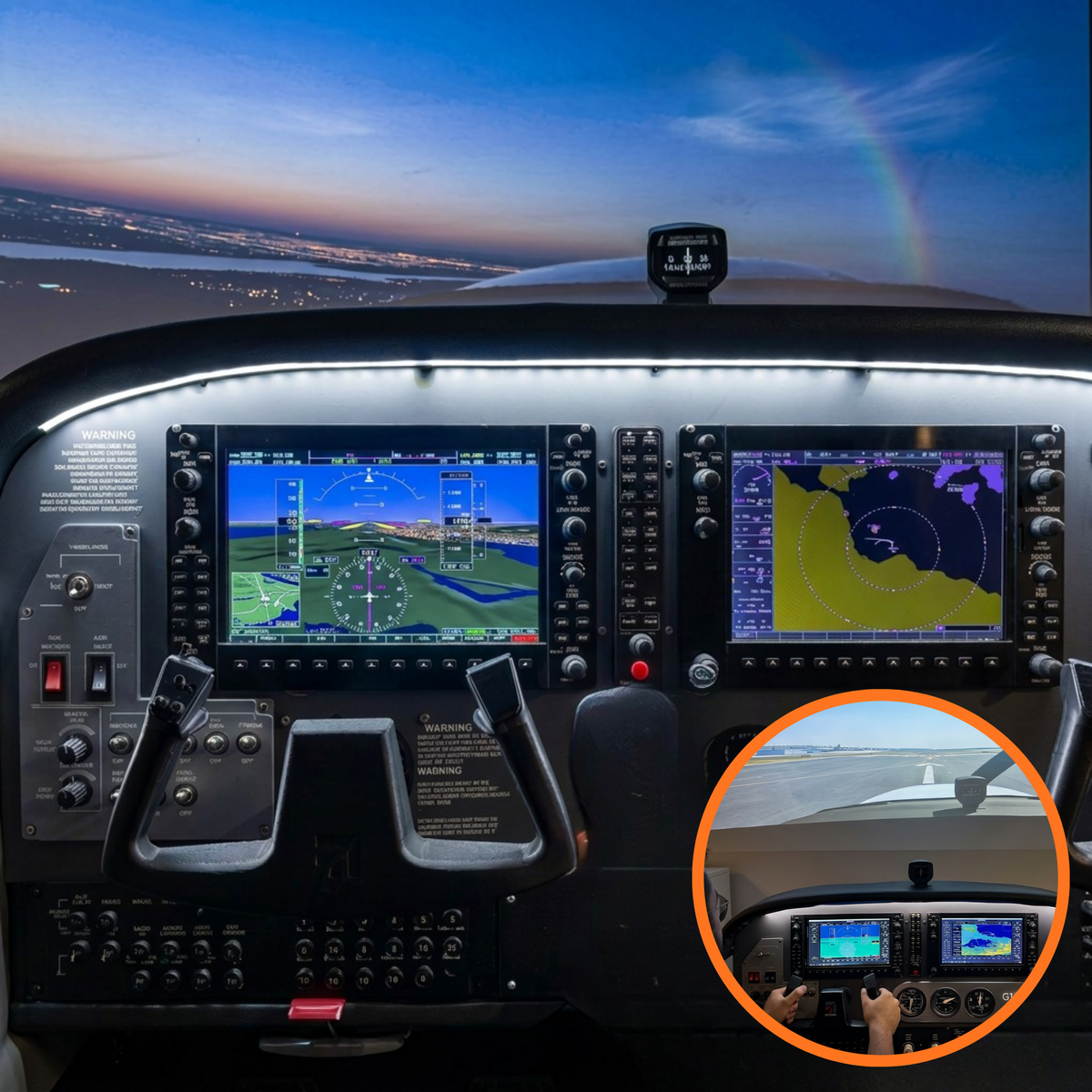 Cessna 172 G1000 simülatörü, pilot eğitimi için profesyonel uçuş deneyimi, gerçekçi iç ve dış görünüm.