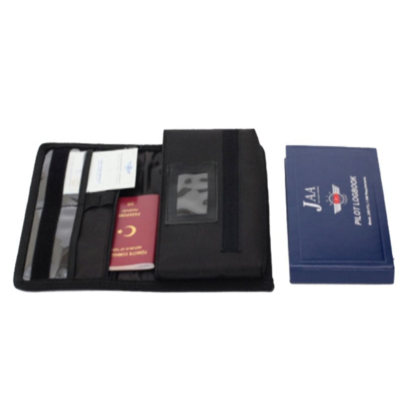 Profesyonel eğitim logbook çantası, dayanıklı ve taşıması kolay, pilot ve eğitim amaçlı kullanıma uygun, kahverengi renkli.