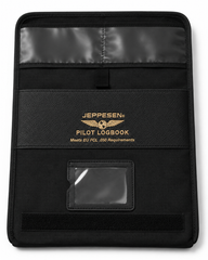 Büyük boy Jeppesen logbook için siyah PROFESYONEL pilot çantası, dayanıklı ve taşınabilir tasarım.