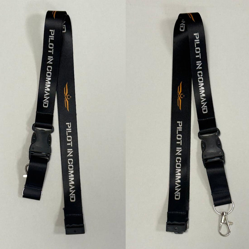 Siyah Pilot In Command Broveli kimlik kartı ve anahtar tutucu profesyonel havacı lanyard, dayanıklı ve şık tasarım