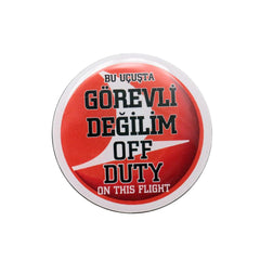 Görevli değilim yazılı profesyonel havacı ve mesleki logo, Pilot Shop Bakırköy etiketiyle, siyah ve beyaz renkli tasarım.