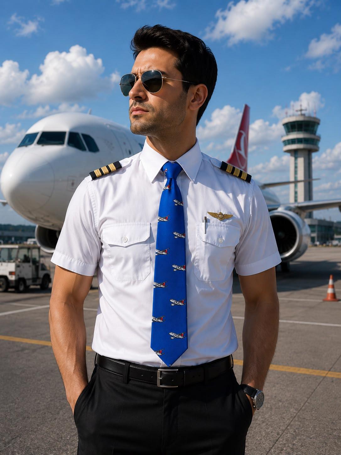 Lacivert uçak desenli kravat, günlük kullanım için PILOT SHOP BAKIRKÖY markalı tekstil ve uniformalar koleksiyonundan.