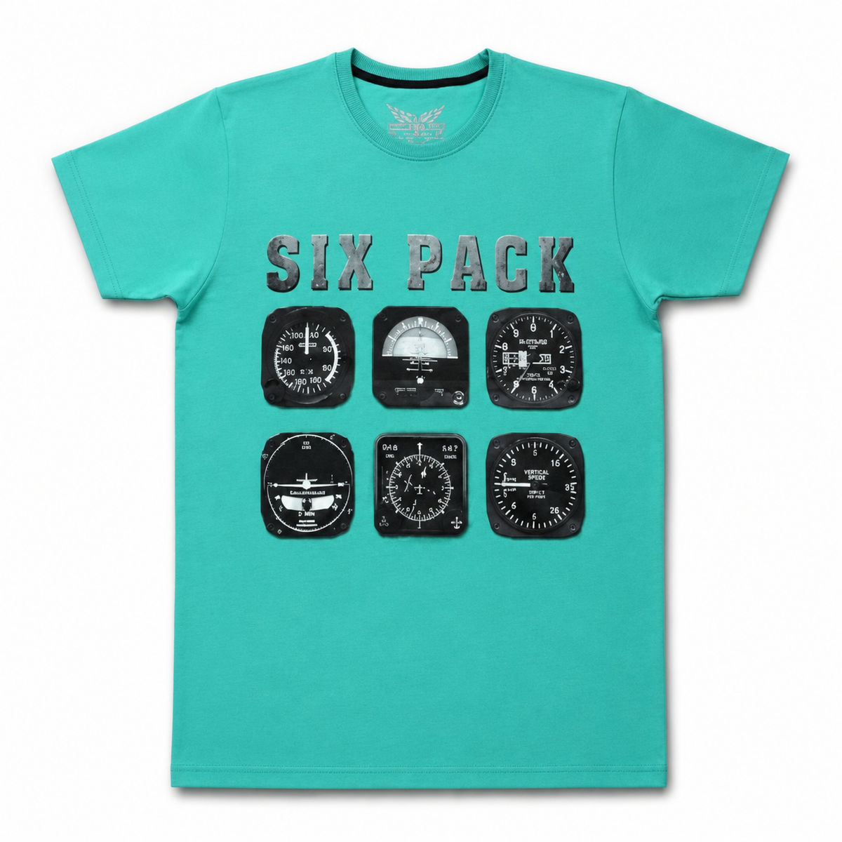 Yeşil bisiklet yaka PILOT SHOP BAKIRKÖY marka altı adet T-shirt, günlük kullanım için şık ve rahat görünüm.