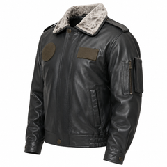 Kül Siyahı CAT3A deri pilot montu, tekstil ve uniformalık, şık ve dayanıklı tasarım.