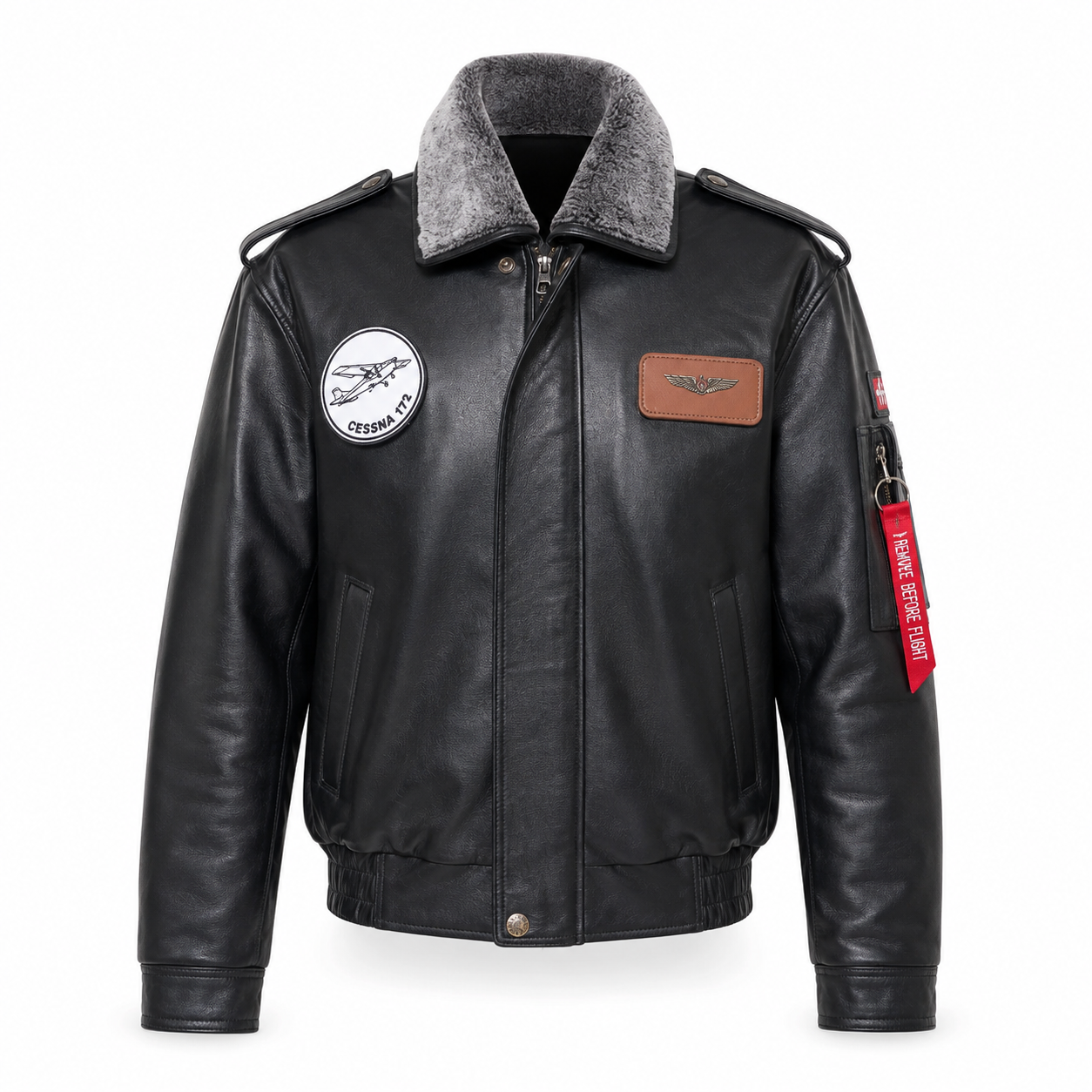 Siyah CAT3A deri pilot montu, uzun kollu ve şık tasarım, tekstil ve uniformalar kategorisinde, pilot şık montu.