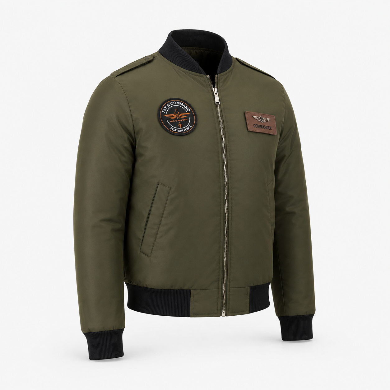Haki renkli MNG91H pilot bomber montu, kumaş dokusu ve pilot tarzı tasarımıyla tekstil ve üniforma kategorisinde.
