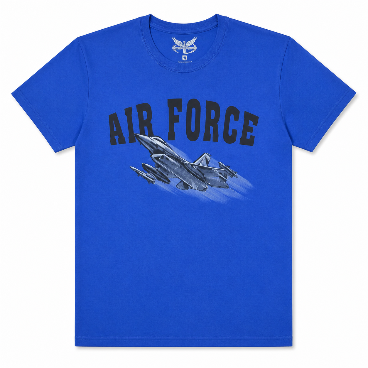 Koyu mavi AIRFORCE tişört, bisiklet yaka, PILOT SHOP Bakırköy markası, rahat tekstil ve uniformalar.