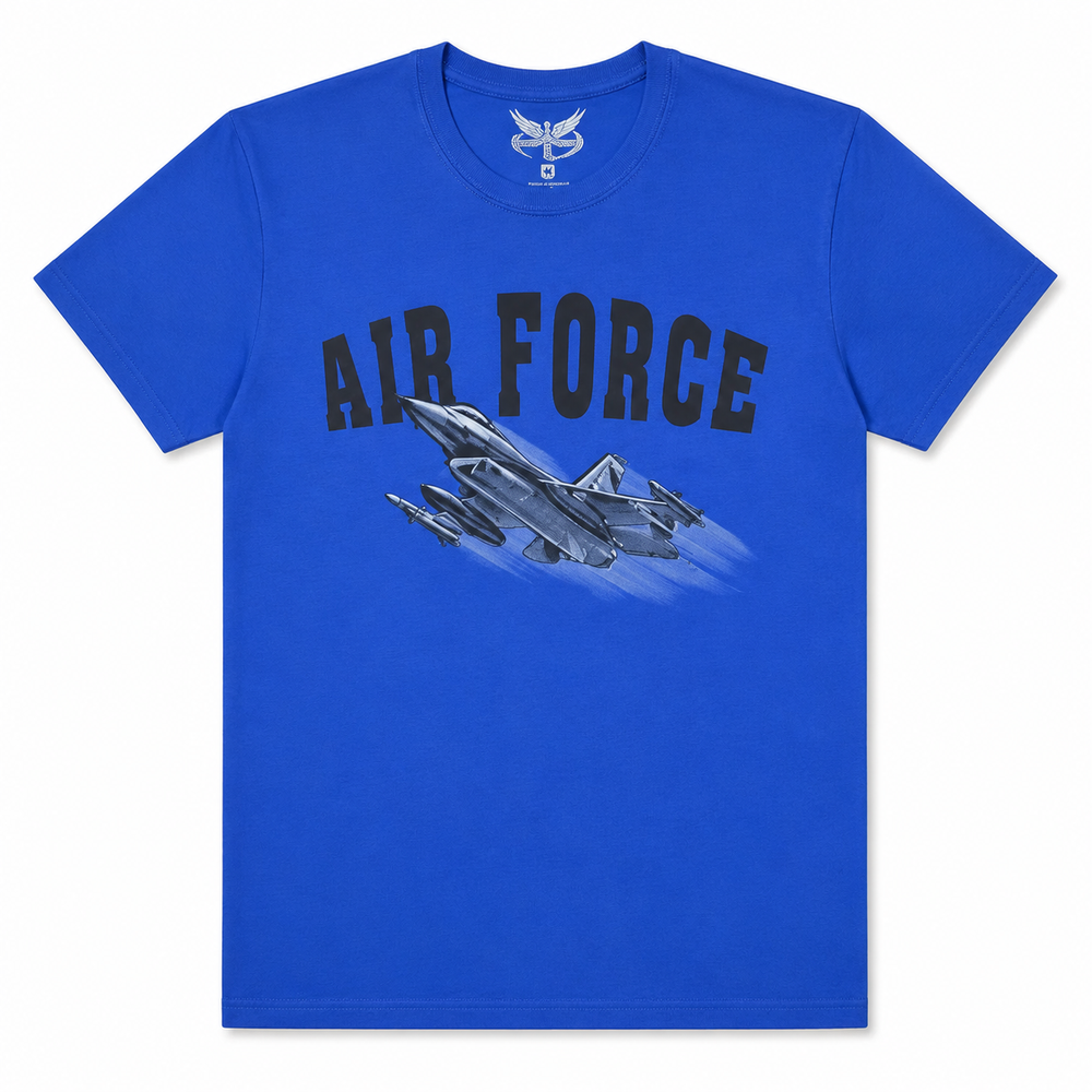 Koyu mavi AIRFORCE tişört, bisiklet yaka, PILOT SHOP Bakırköy markası, rahat tekstil ve uniformalar.
