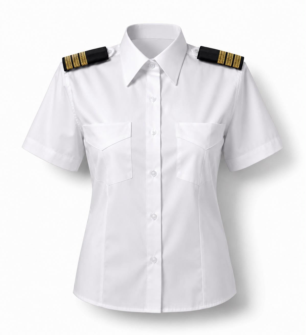 Kısa kollu kadın Pilot gömlek, şık ve rahat tekstil ürünleri, modern tasarım ve kaliteli kumaş detaylarıyla görünüm sağlar.