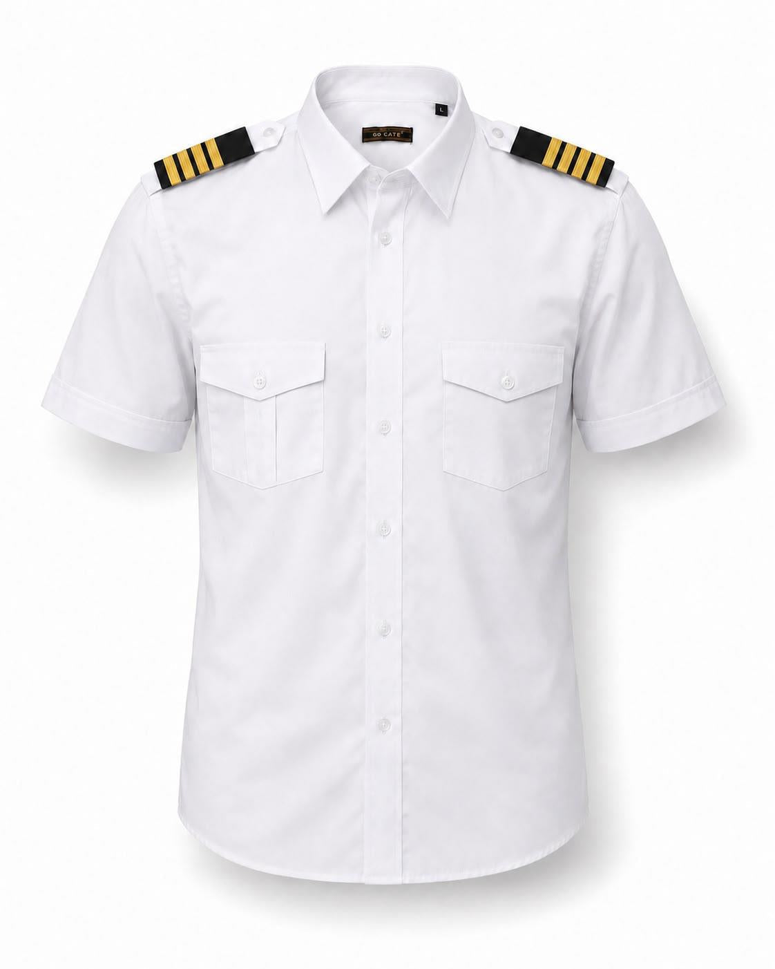 Kısa kollu pilot gömlek, kapaklı cep ve polyester su geçirmez kumaş, tekstil ve uniformalar için ideal.