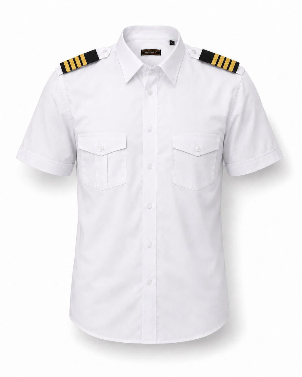 Kısa kollu pilot gömlek, kapaklı cep ve polyester su geçirmez kumaş, tekstil ve uniformalar için ideal.